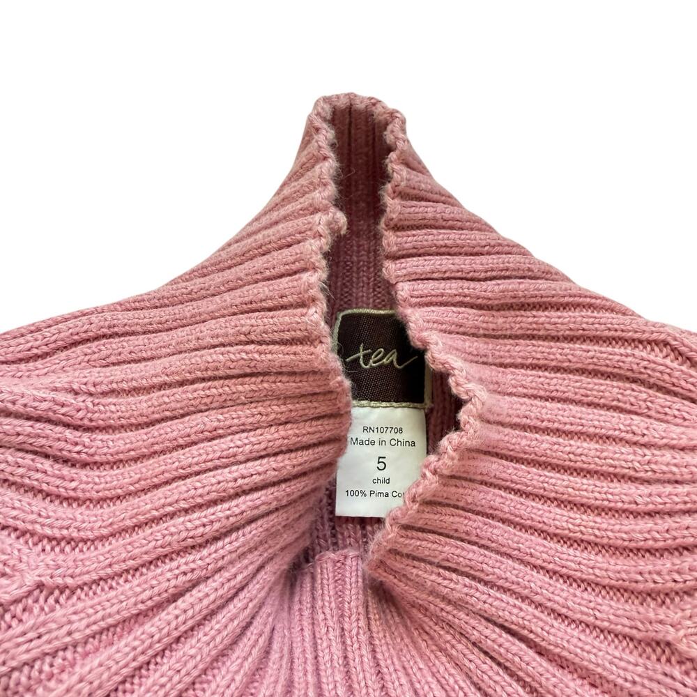 Tea Collection Pink Ribbed Knit Mock Neck Sweater Size 5 - Picture 5 of 5
